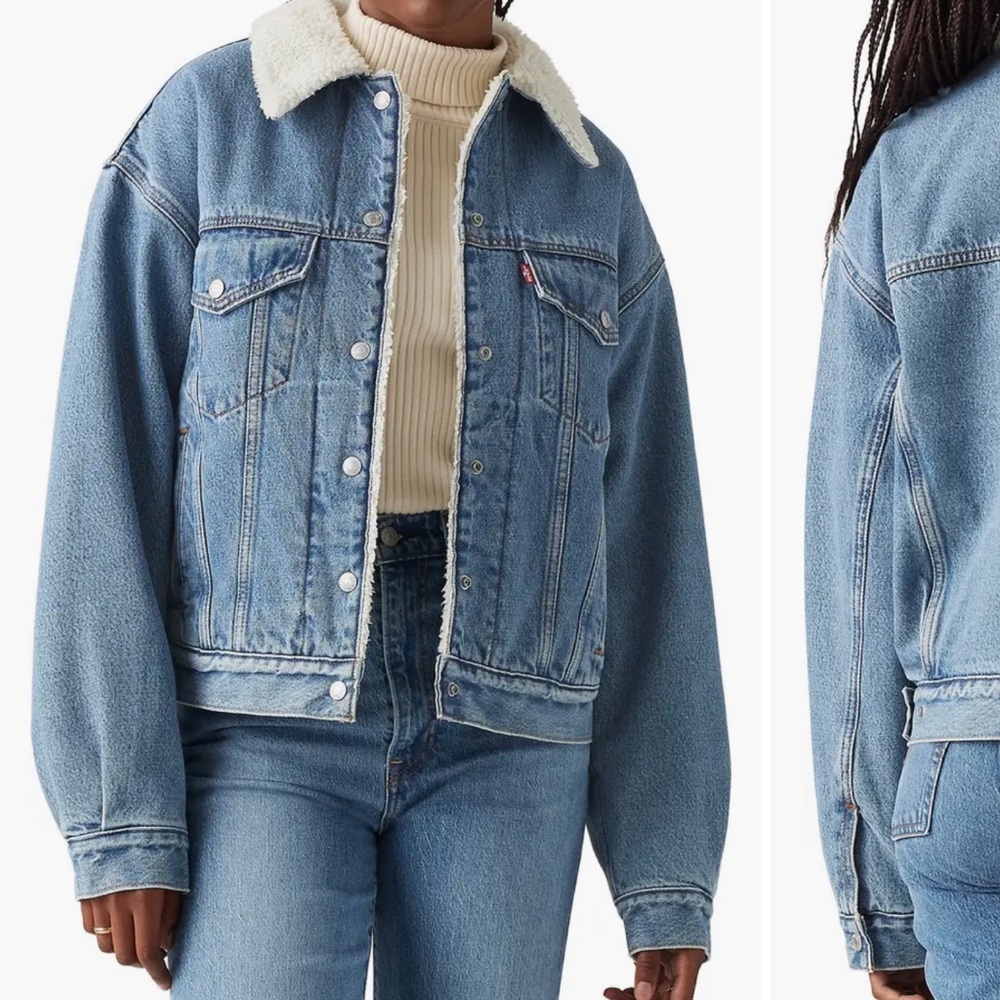 Levi's Blue Lightweight Shirt Jacket with Sherpa Lining